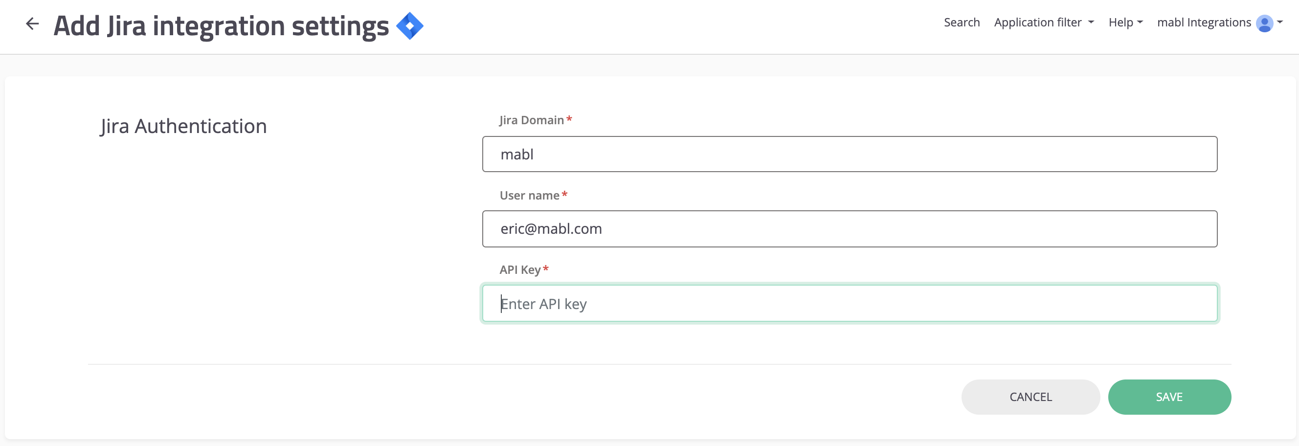 Add your domain, username, and API key.