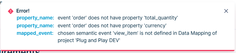 `property_name` and `mapped_event` errors