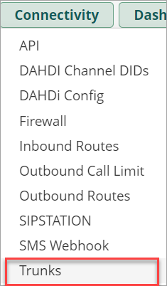 Screenshot of Connectivity section in the FreePBX top menu