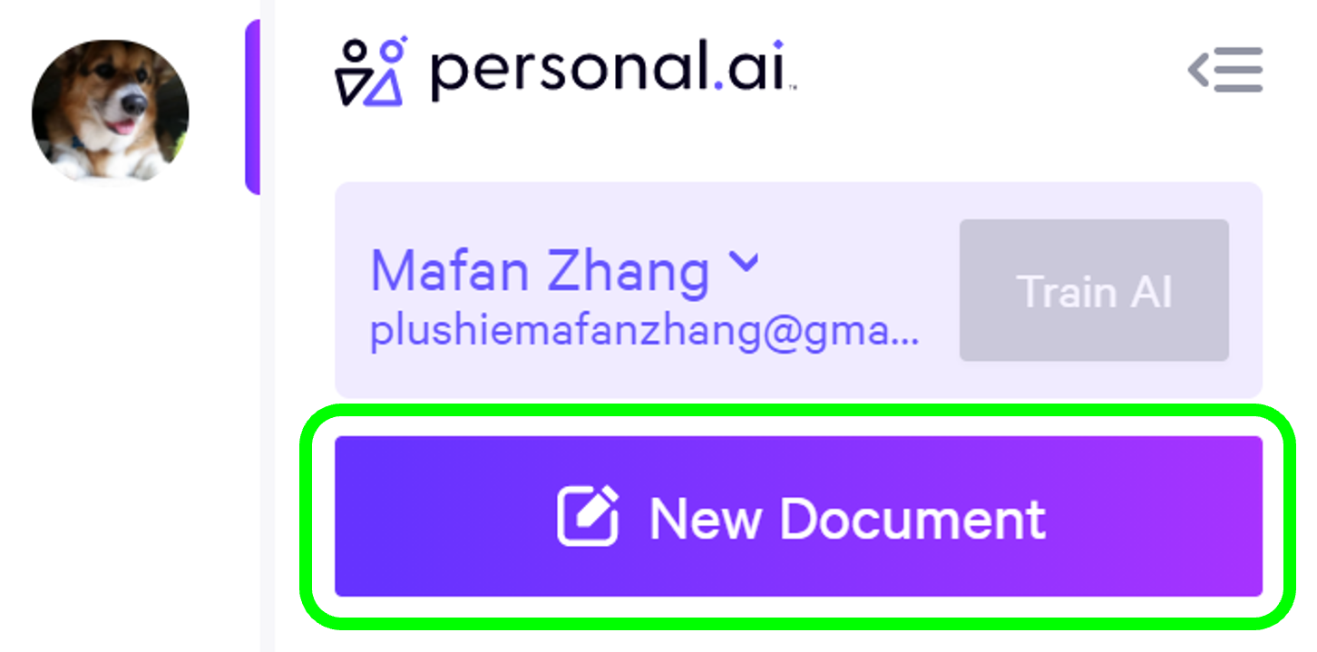 Screenshot of new document button