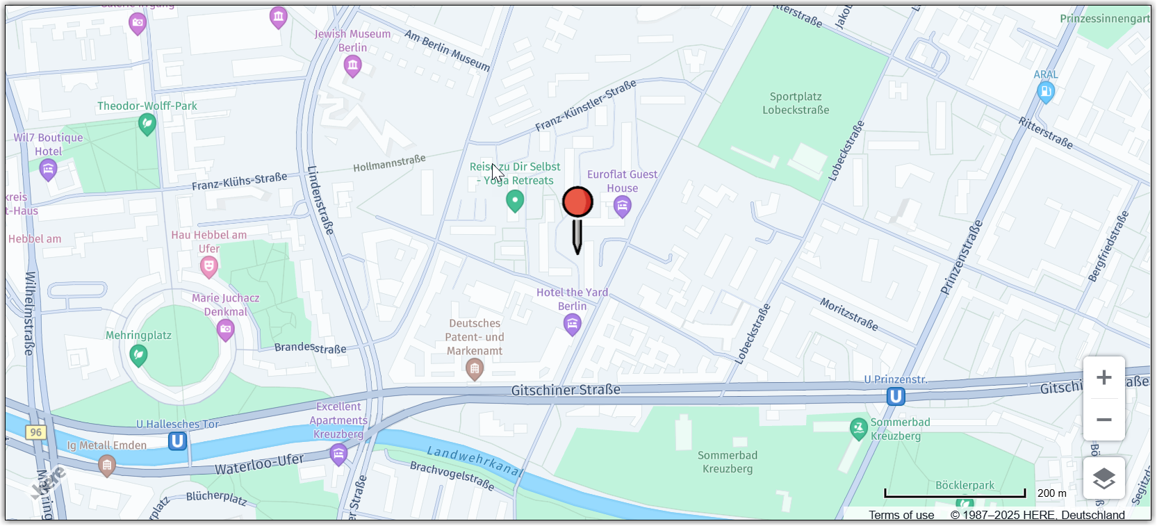 Map with a bitmap marker