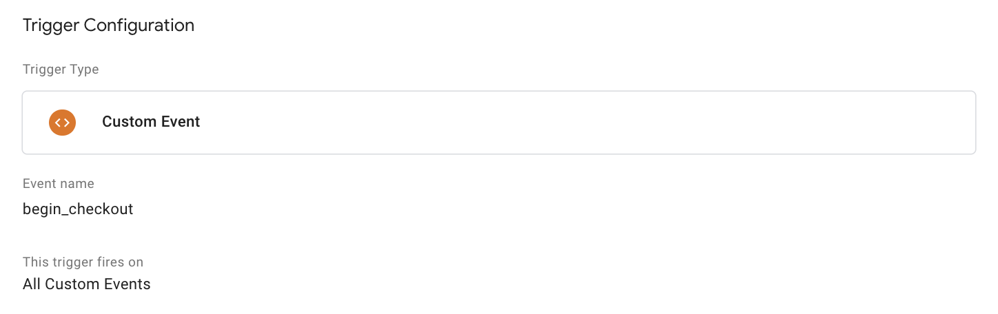 a sample triggering condition for checkout event on GTM
