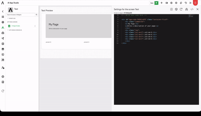 Custom screen generation with Arpia Oria Assistant