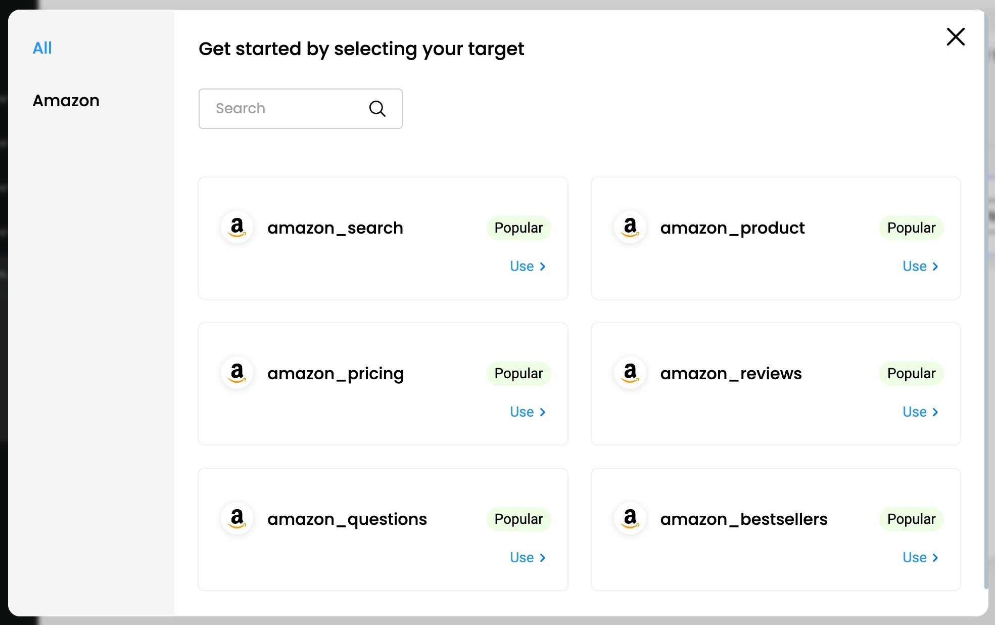 The Scrapers section – selecting a target.