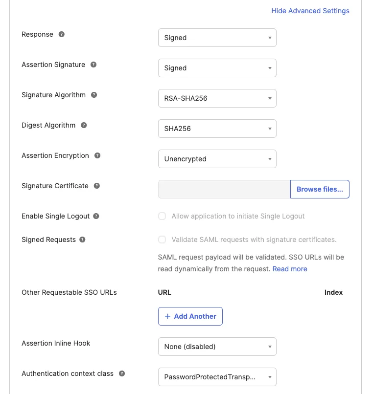 Screenshot of Advanced Settings 