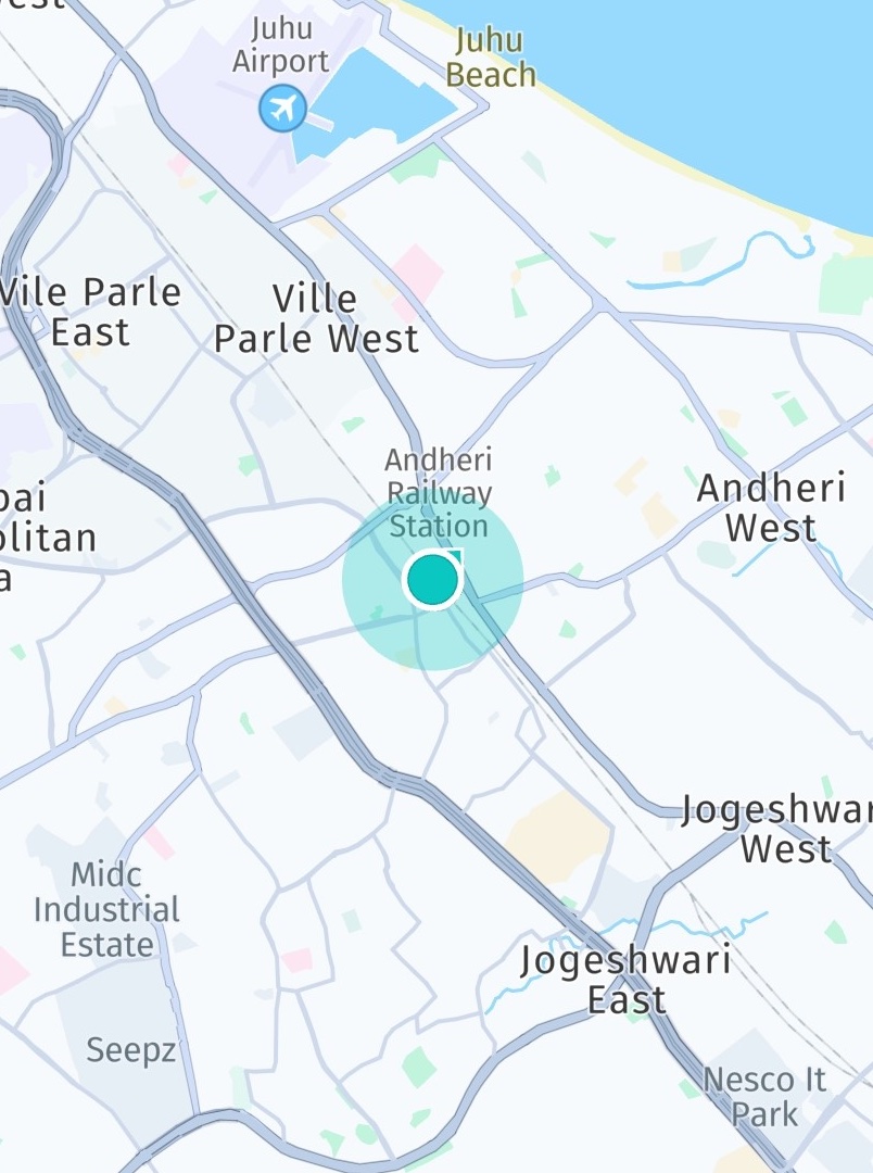 Screenshot: Location indicator showing current location on map.