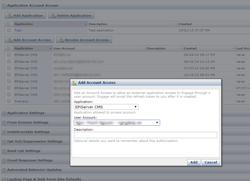 Manage Acoustic Engage database