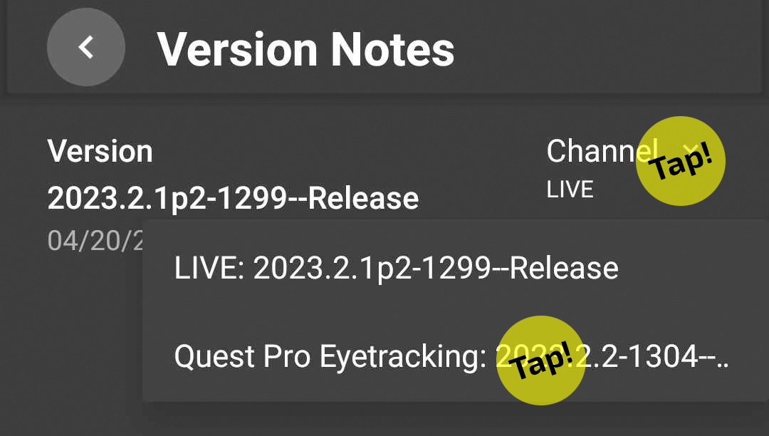 Tap on the Channel drop-down and select "Quest Pro Eyetracking"