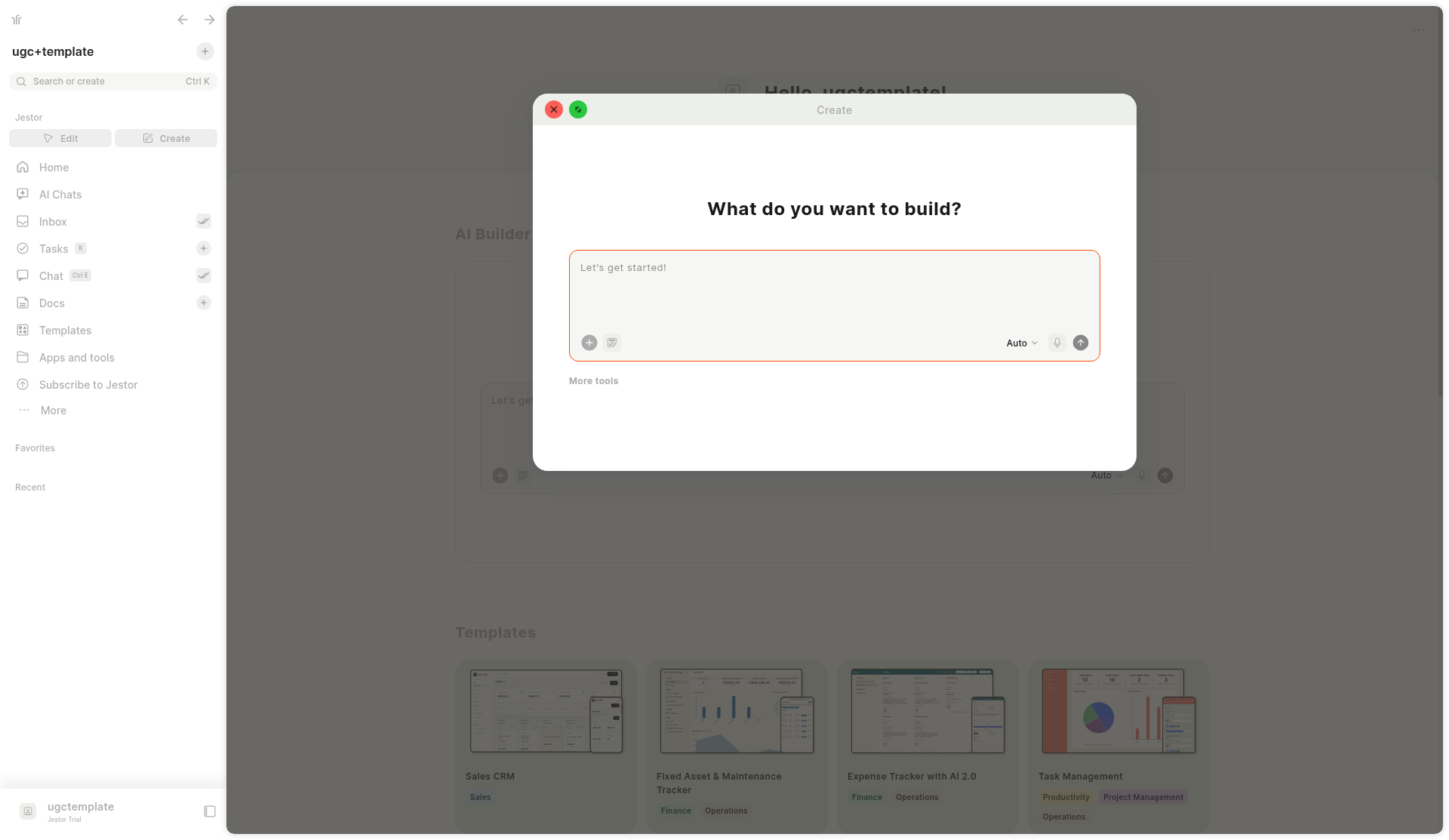 Screenshot create-modal