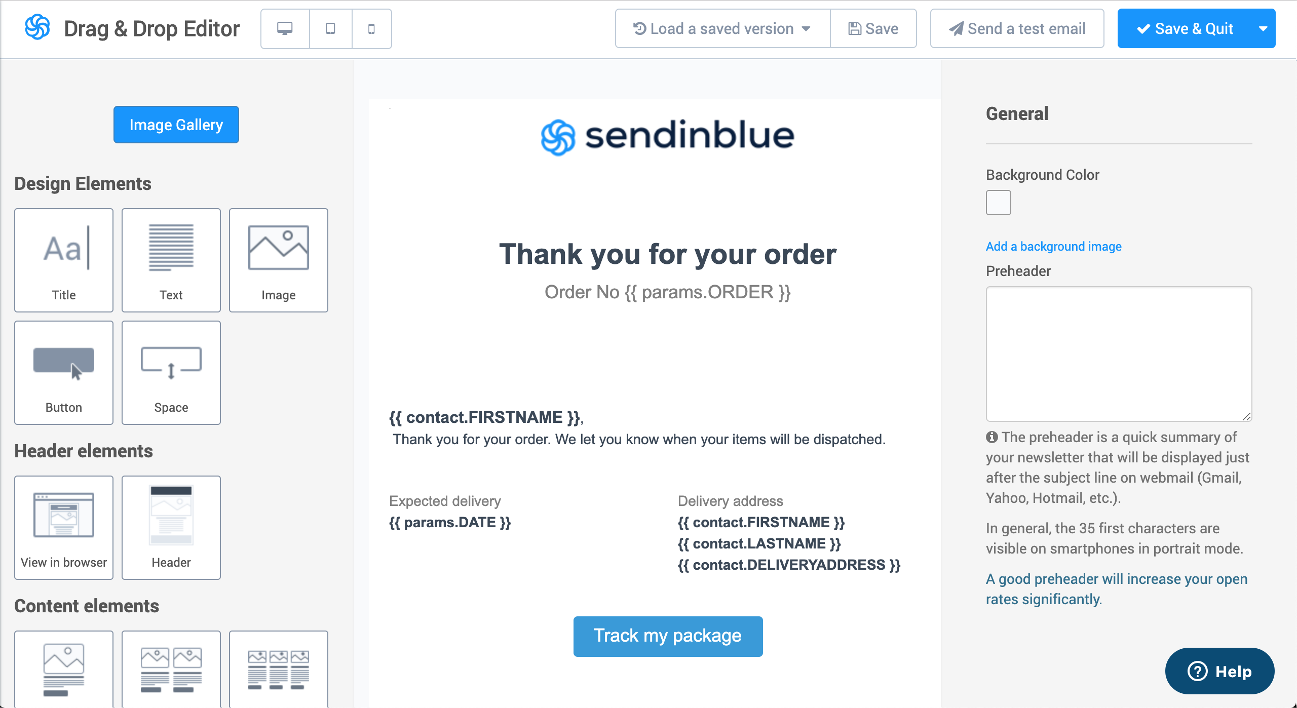 Send a transactional email send-in-blue