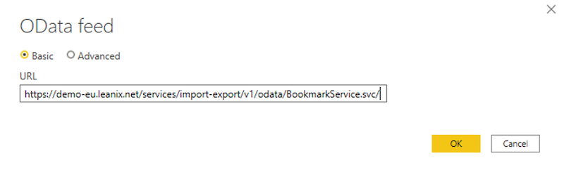 Entering the URL of the OData Endpoint in the OData Configuration