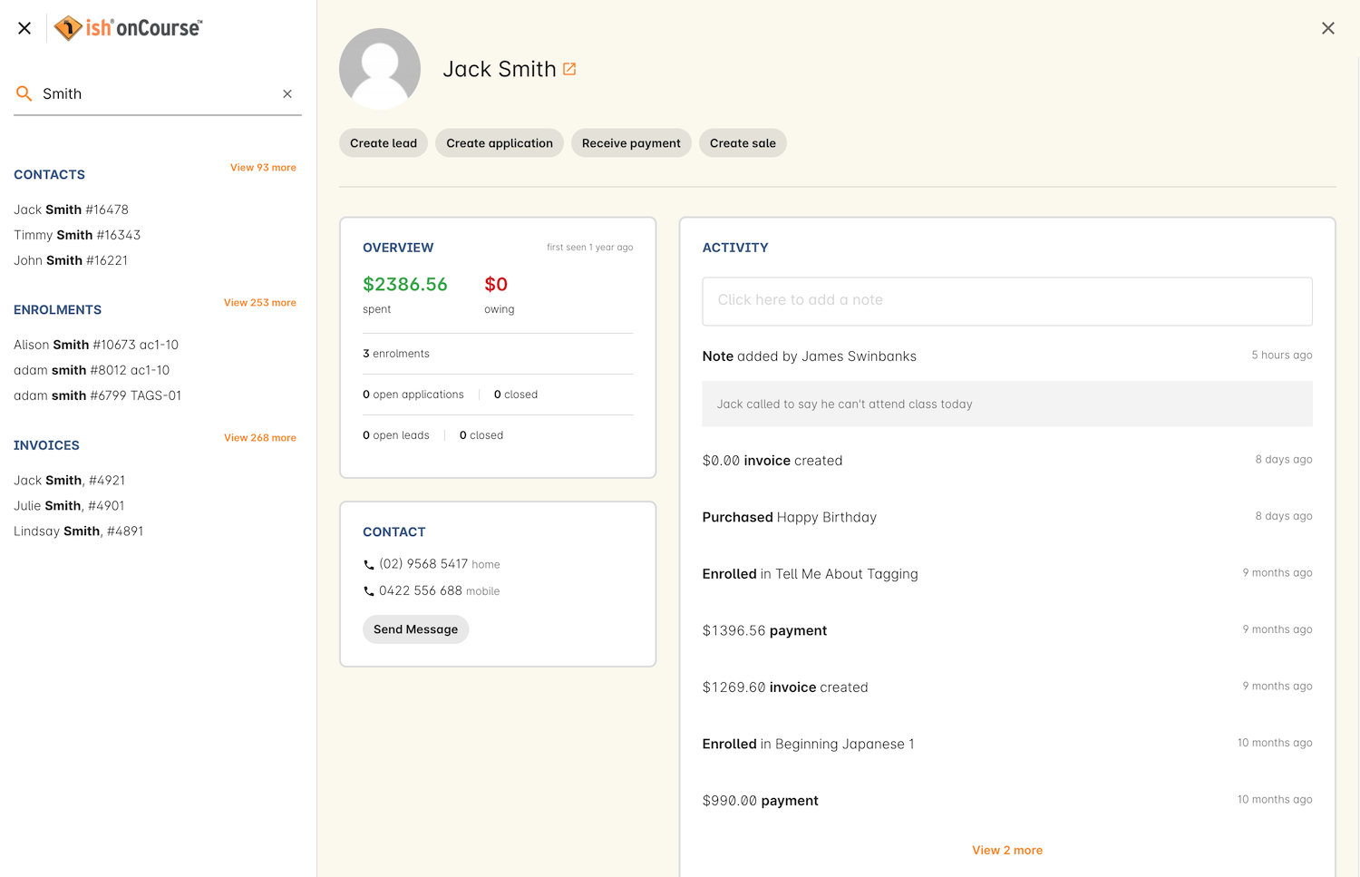 Figure 14. The contact insights panel