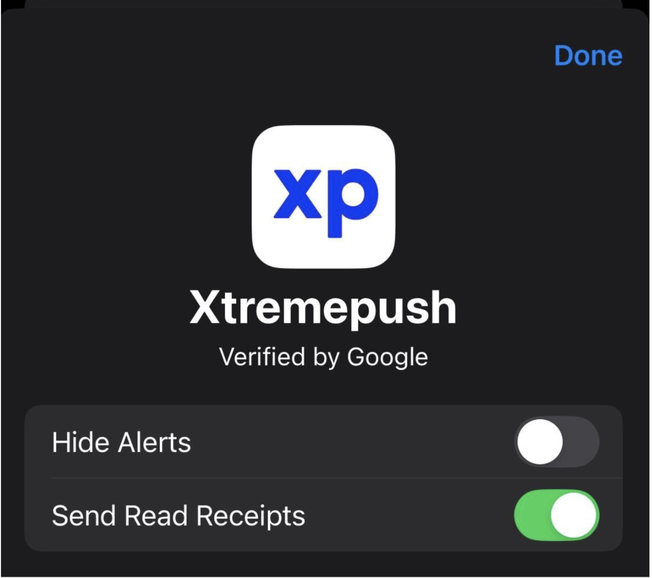 Example of how a verified company name and logo appear on an RCS message. 