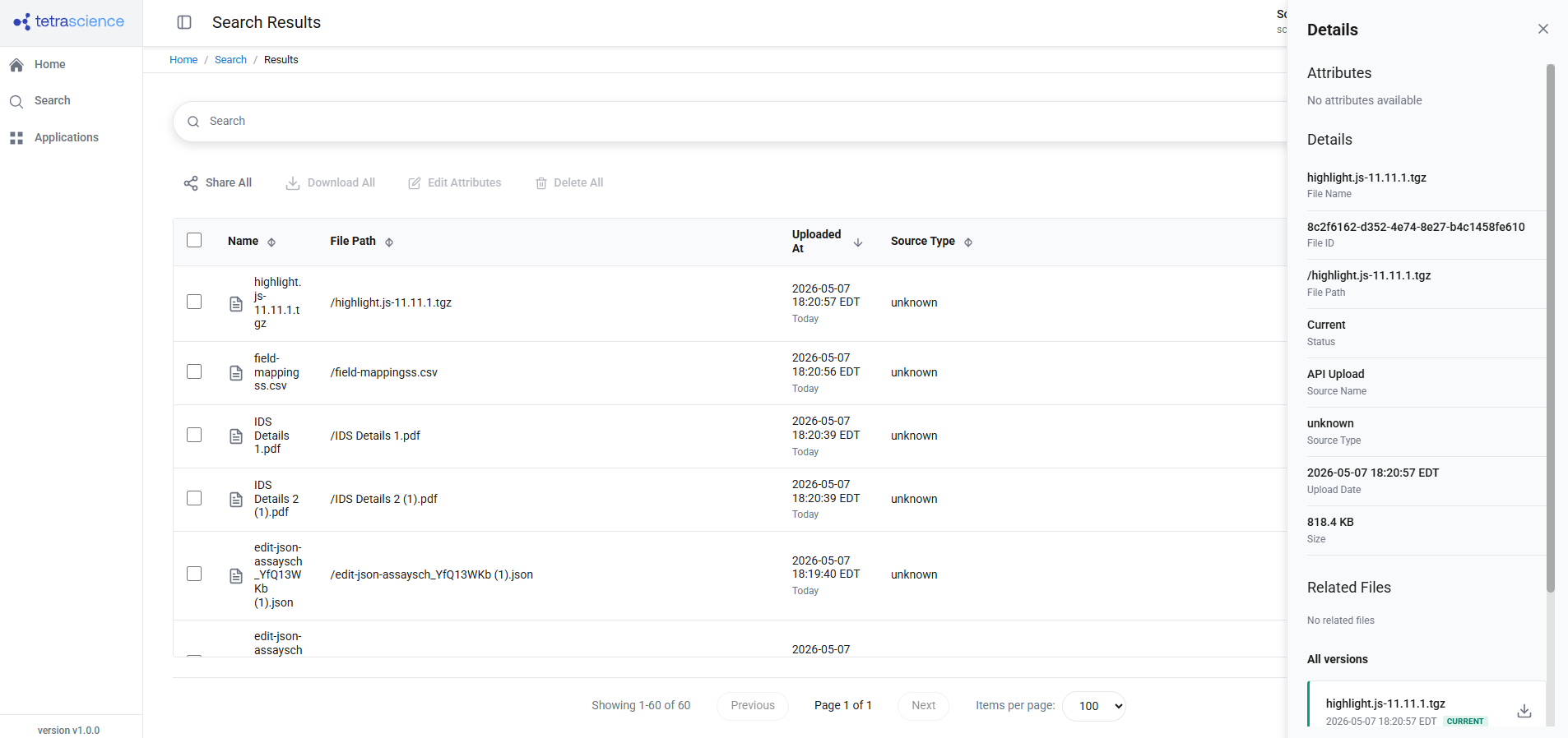 Search results page