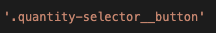 an HTML selector for a quantity decrease button on a side cart using the class of an element