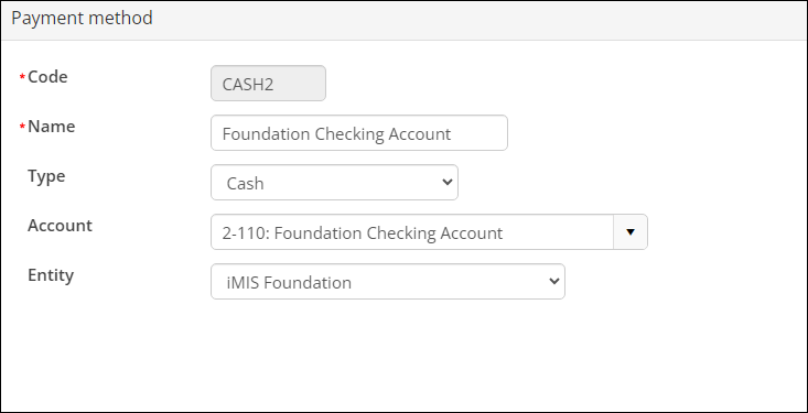 Payment method with both Account and Entity defined