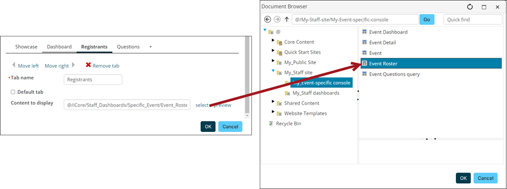 Update the registrants tab to point to the copied content.