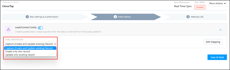 Configure Entity Options