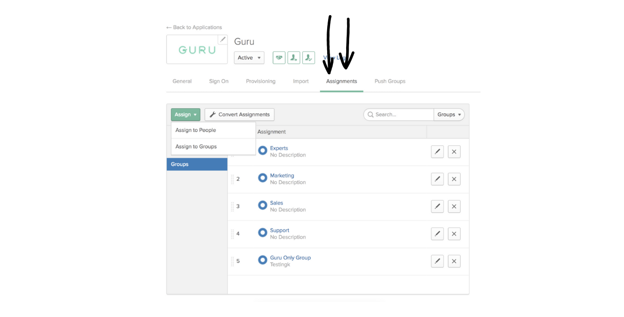 Setting up Okta Push Groups managing Assignments