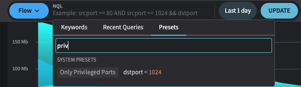 Type in the preset search box to find a preset quickly