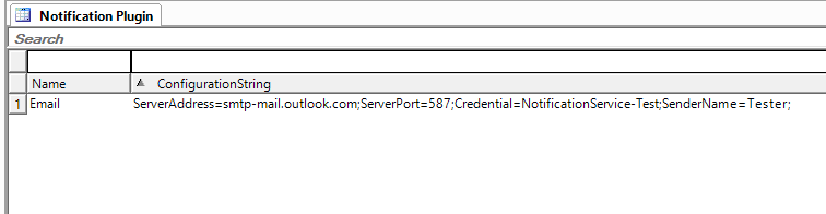 An example for the configuration of email plugin