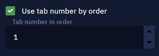 **Use tab number by order** parameter