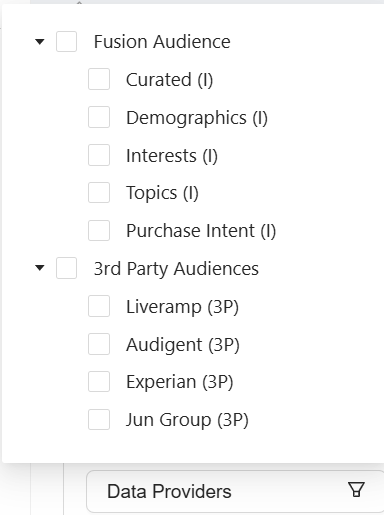 **Data Providers Filter**