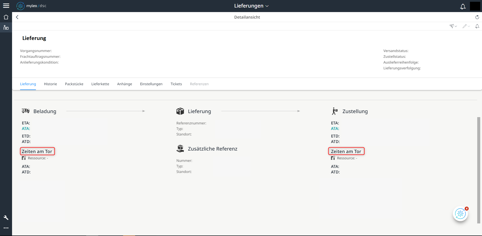 Displayed times inside the deliveries UI
