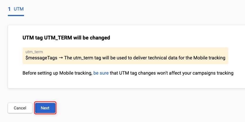 UTM Tag Change Step