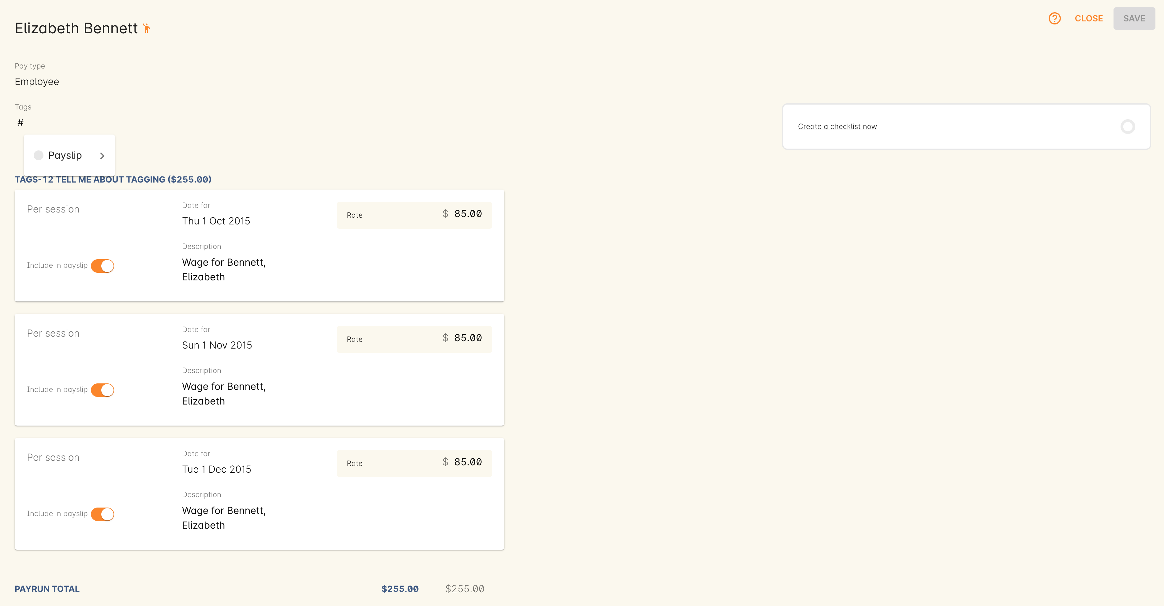 Figure 389. Tagging payslips