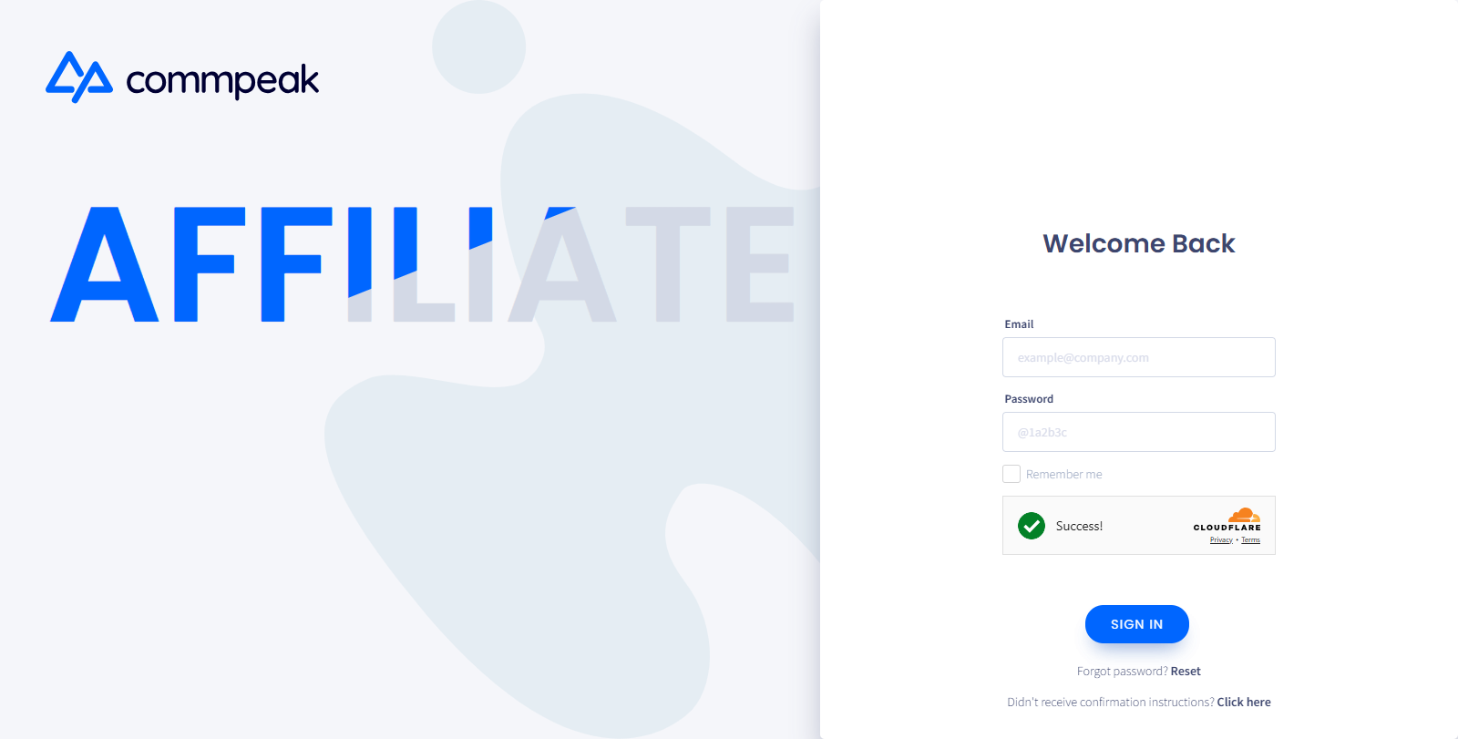 Screenshot of the Sign-in page