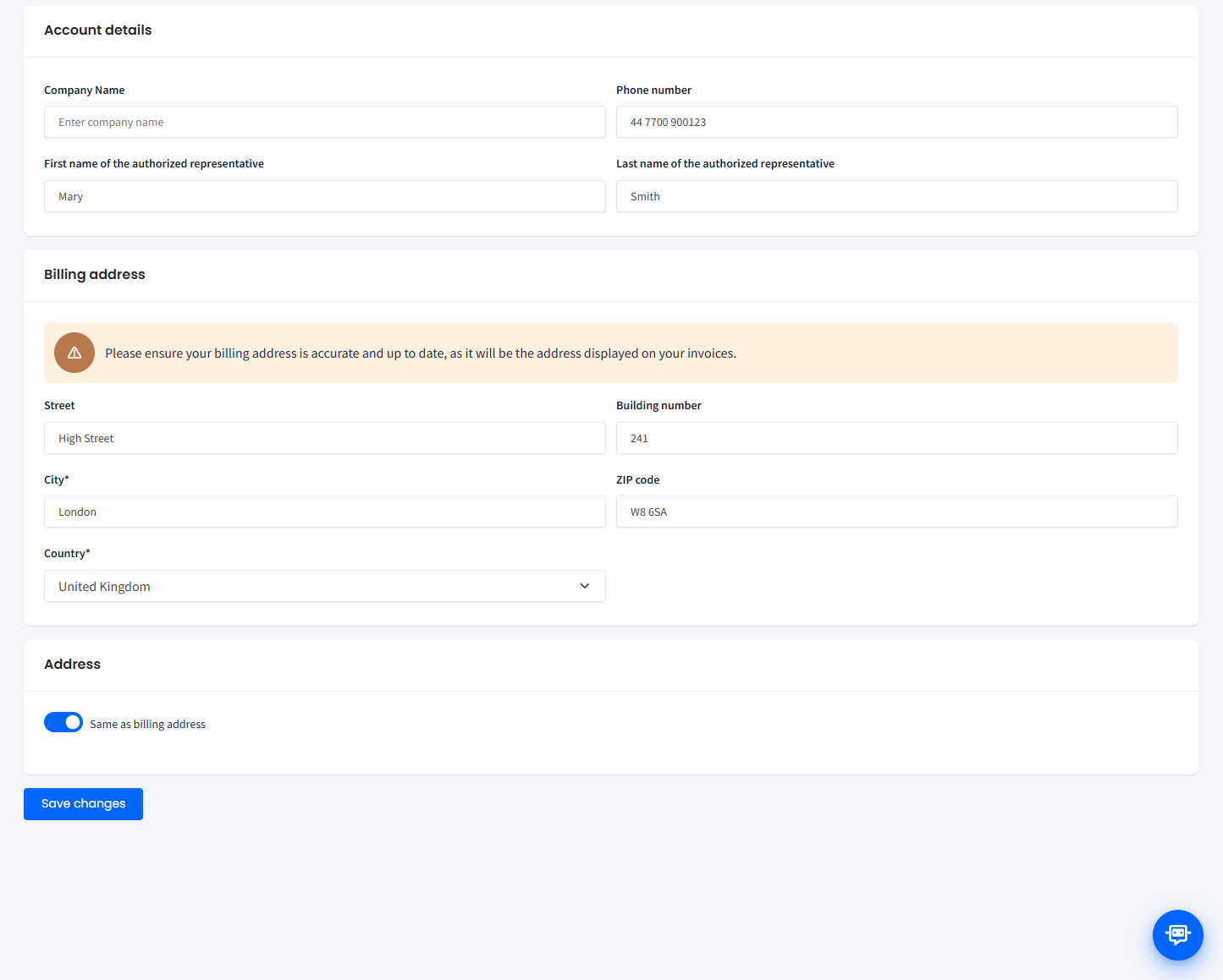 Screenshot of the Adding Address step