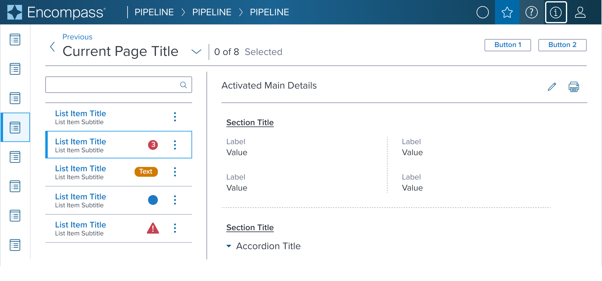 multiple action card within context