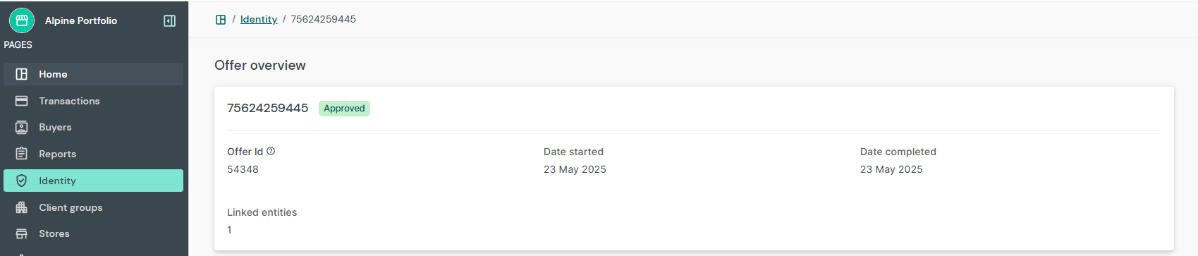 Offer overview card.