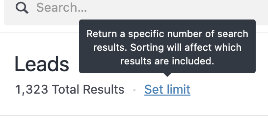 Limiting the number of results.