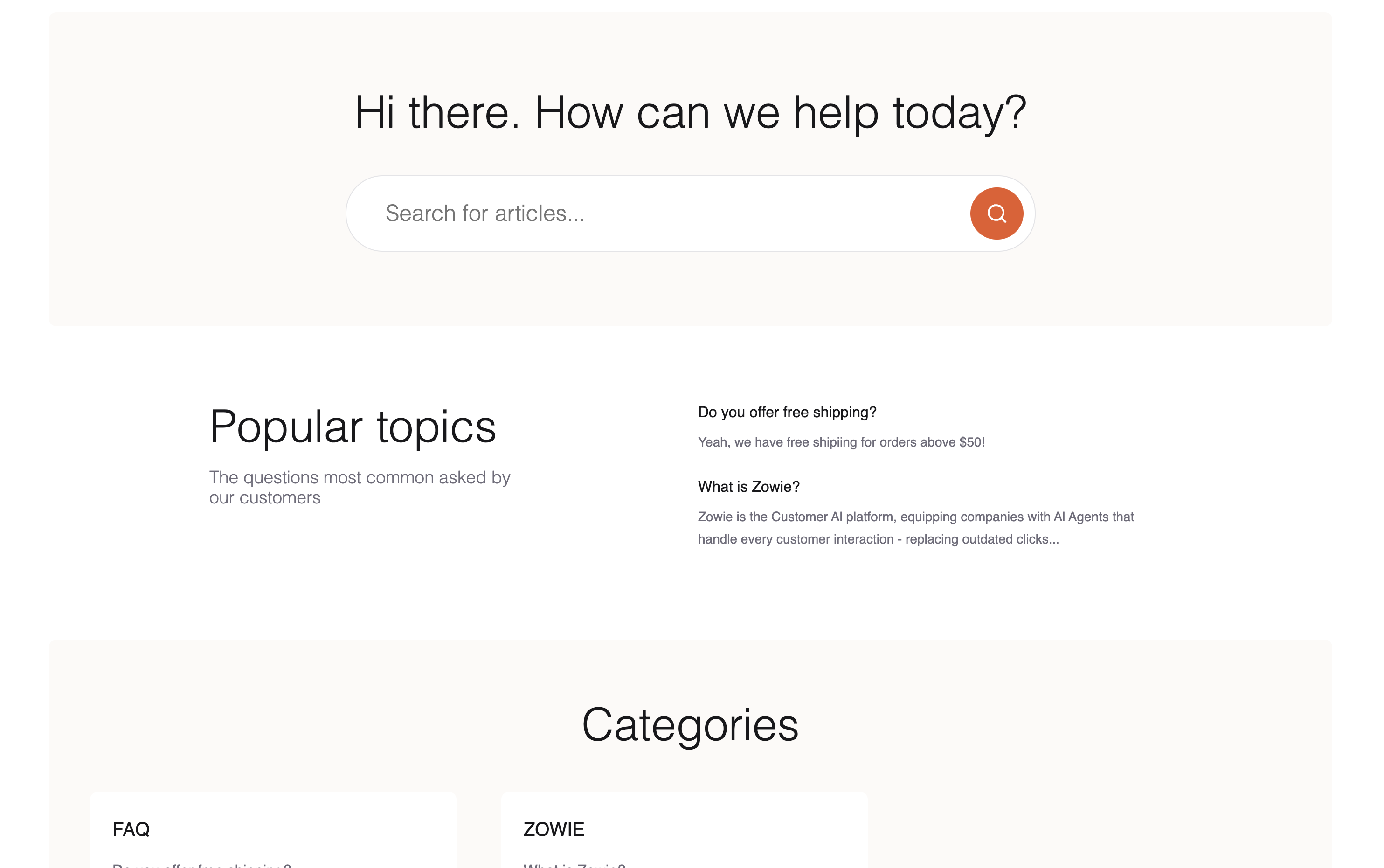 Sample HelpCenter - UI is fully configurable