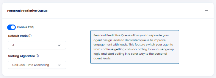 Screenshot of Personal Predictive Queue settings