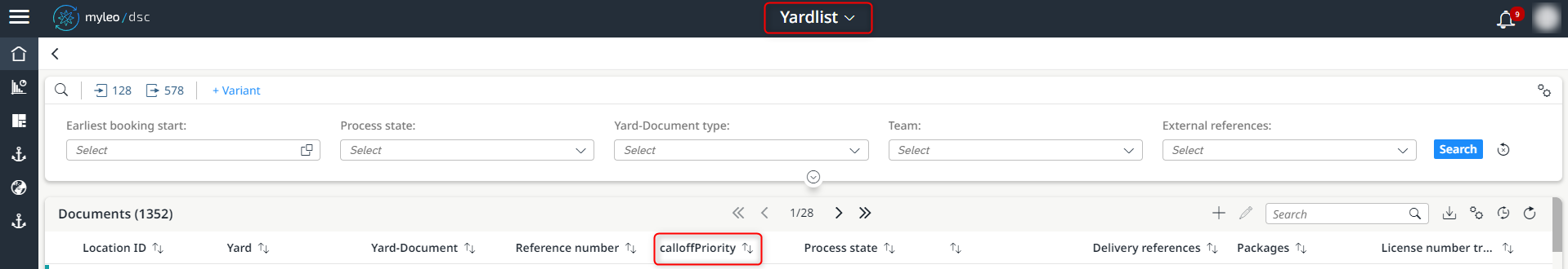 New column "calloffPriority" within the worklist