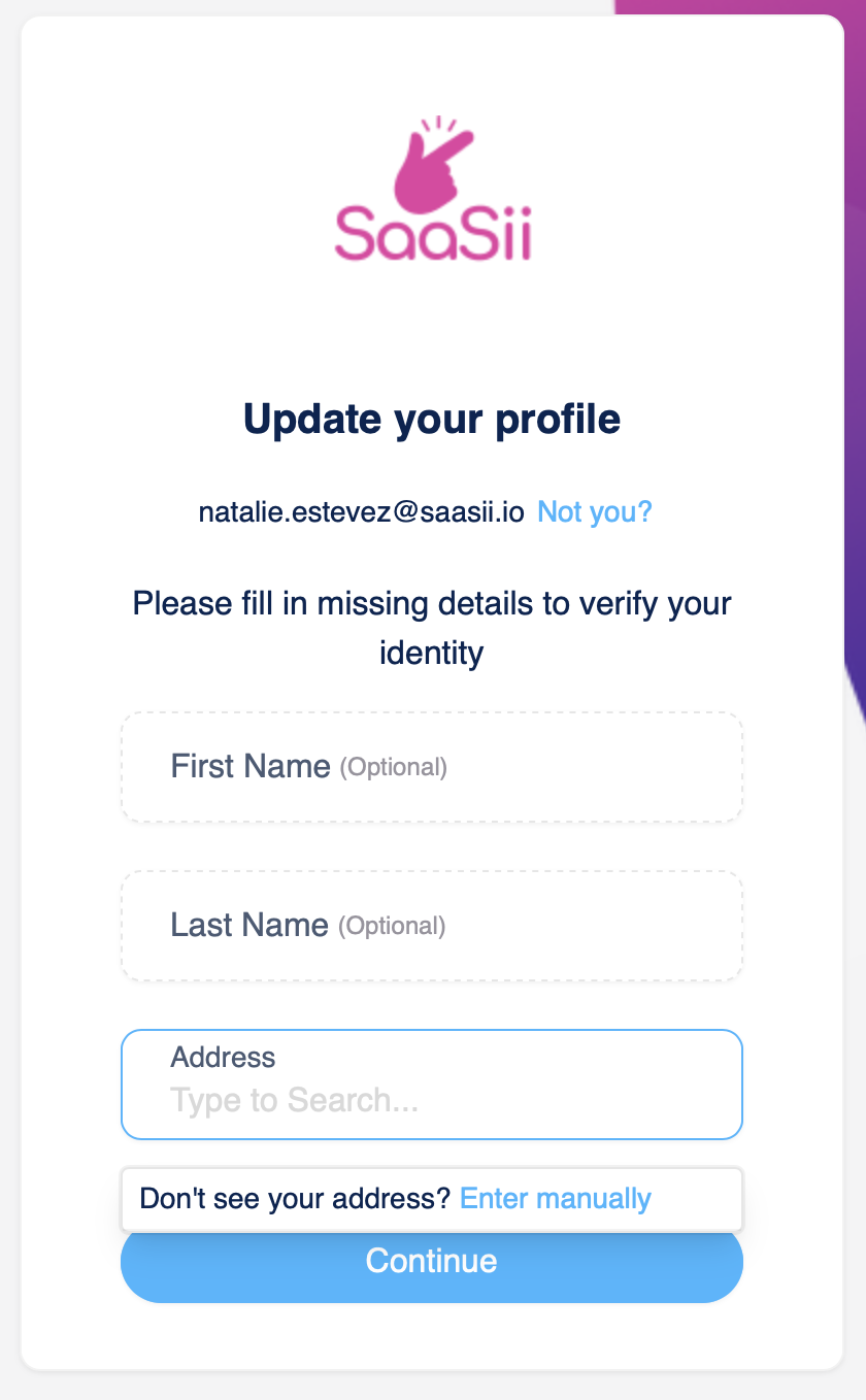 Data collection step in an identity verification workflow