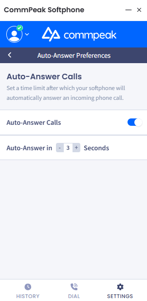 Screenshot of the Auto-Answer Calls toggle