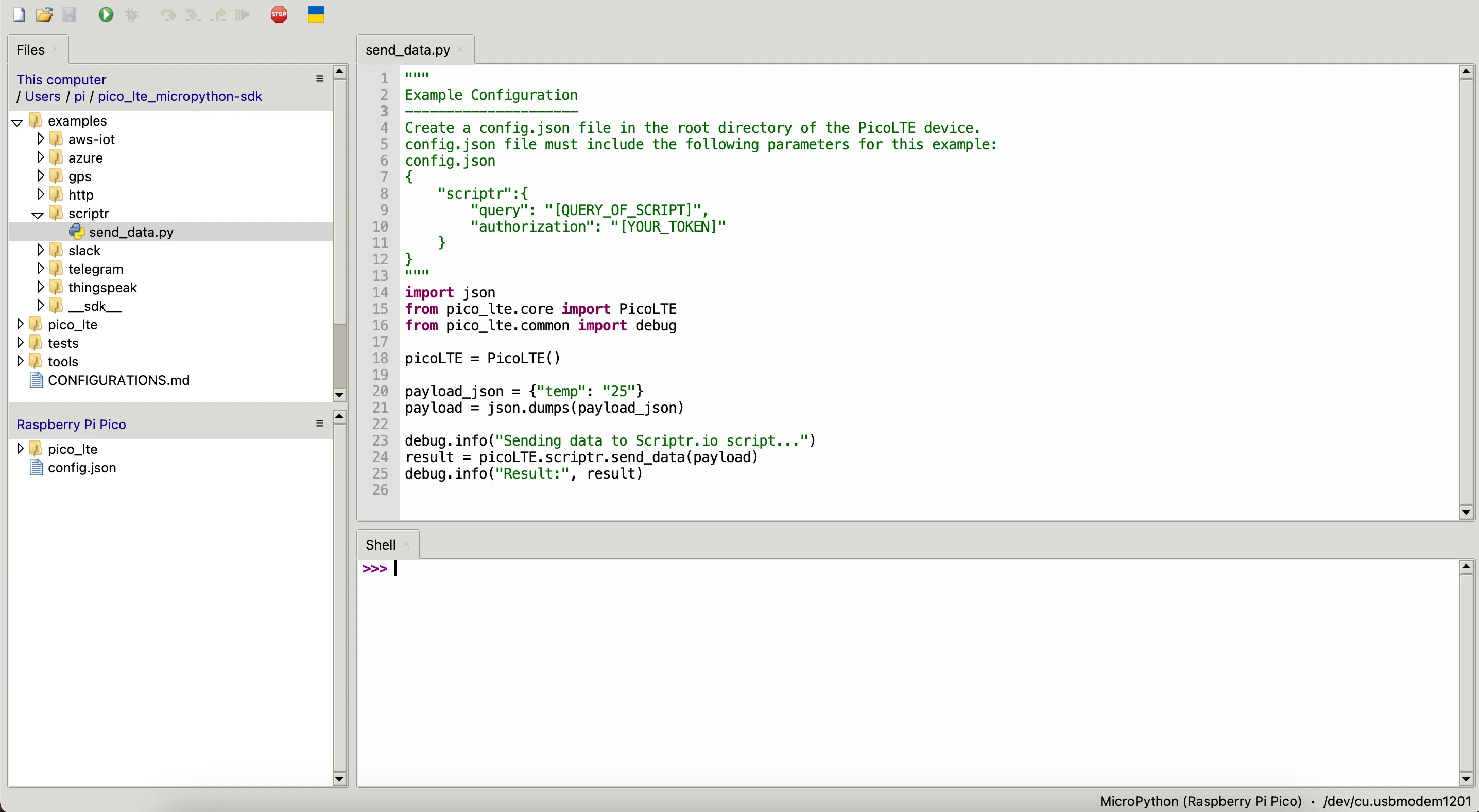 Sixfab Pico LTE Connect Pico LTE to the Scriptr.io