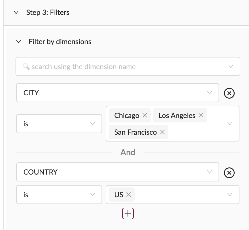 Dimension filters in Flows