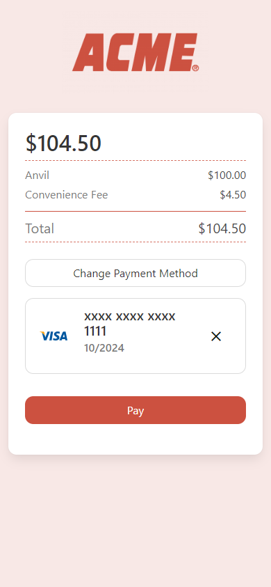 Payment experience with saved payment method