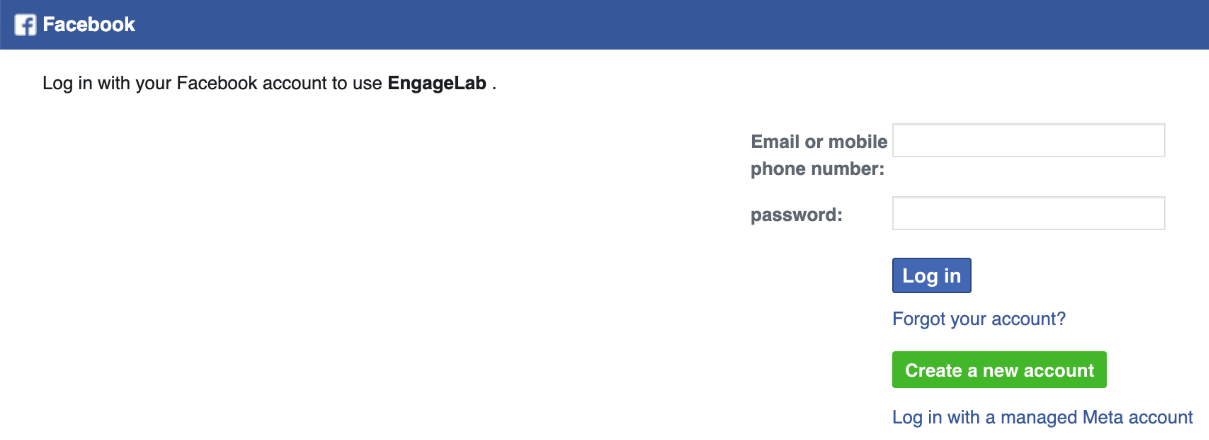 Facebook Authentication Window