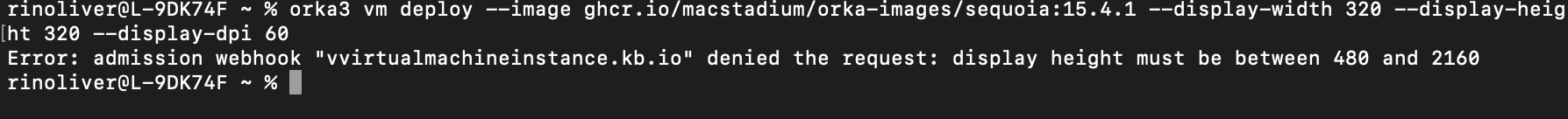 Display height error when deploying a VM on Orka 3.4.0