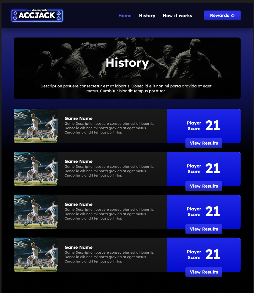 An Example History tab in AccJack