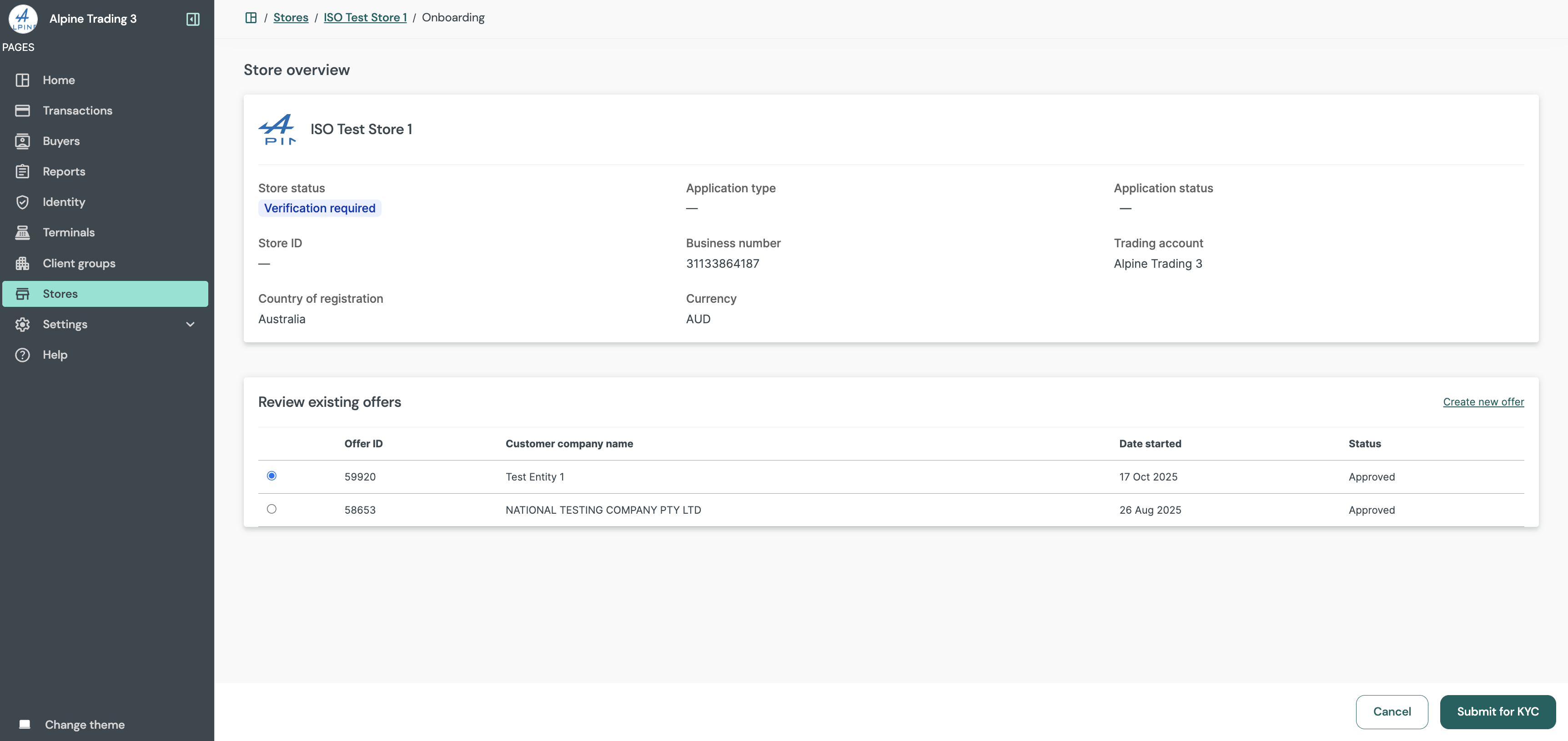 Store overview: review and link existing offer