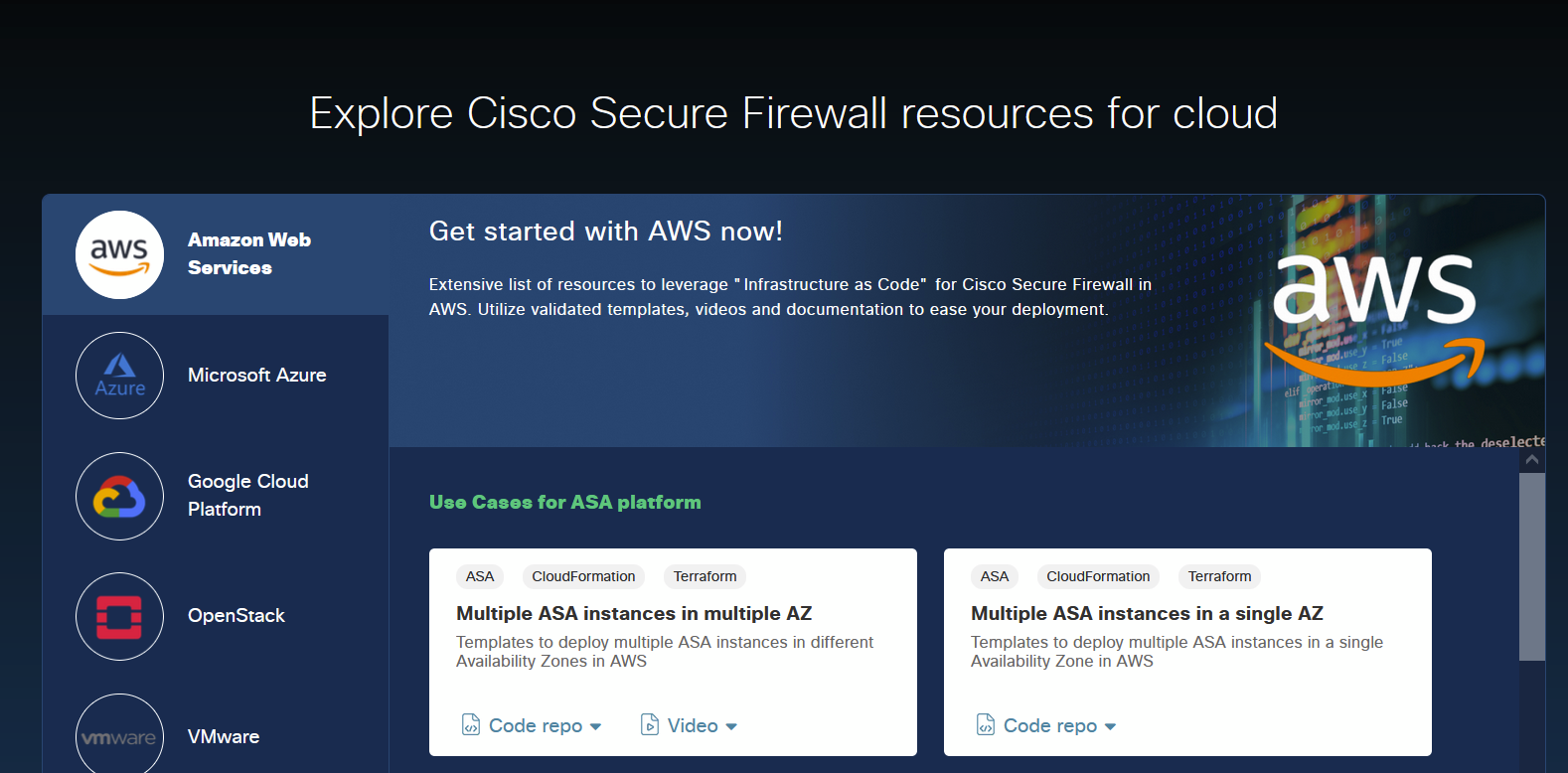 Cloud Resources Page for Cisco Secure Firewall