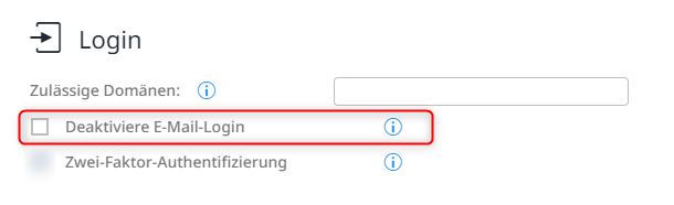 E-Mail-Login aktivieren / deaktivieren
