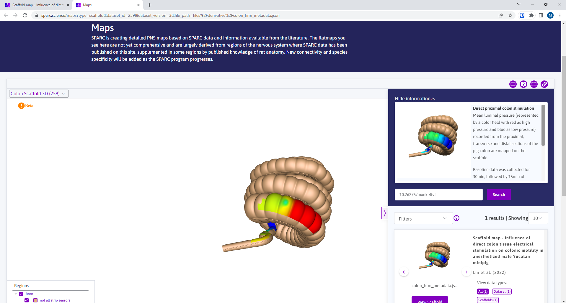 Figure 5. Context card information above the sidebar showing information regarding the scaffold map.